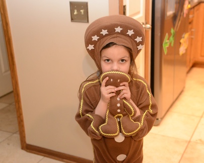 Tyring on the old Ginger Bread costume2